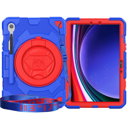 For Samsung Galaxy Tab S9 Spider Rotation Handle Silicone Hybrid PC Tablet Case(Red Blue) - Galaxy Tab S9 Cases by PMC Jewellery | Online Shopping South Africa | PMC Jewellery | Buy Now Pay Later Mobicred