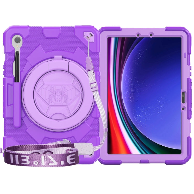 For Samsung Galaxy Tab S9 Spider Rotation Handle Silicone Hybrid PC Tablet Case(Purple) - Galaxy Tab S9 Cases by PMC Jewellery | Online Shopping South Africa | PMC Jewellery | Buy Now Pay Later Mobicred