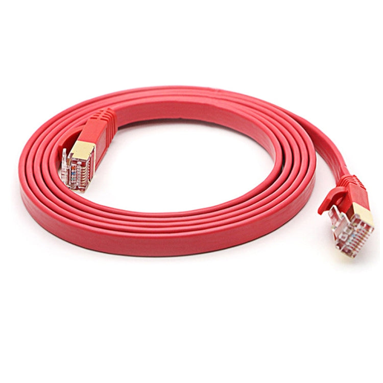 15m Gold Plated Head CAT7 High Speed 10Gbps Ultra-thin Flat Ethernet RJ45 Network LAN Cable(Red) - Lan Cable and Tools by PMC Jewellery | Online Shopping South Africa | PMC Jewellery | Buy Now Pay Later Mobicred