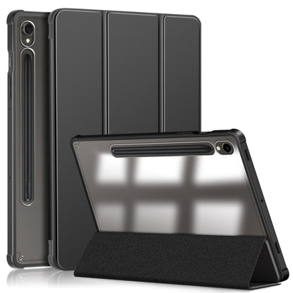 For Samsung Galaxy Tab S9 Acrylic 3-folding Smart Leather Tablet Case(Black) - Galaxy Tab S9 Cases by PMC Jewellery | Online Shopping South Africa | PMC Jewellery | Buy Now Pay Later Mobicred