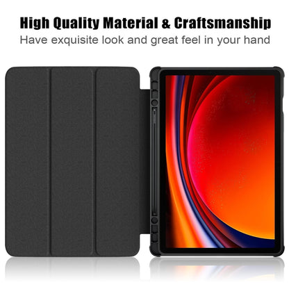 For Samsung Galaxy Tab S9 Acrylic 3-folding Smart Leather Tablet Case(Black) - Galaxy Tab S9 Cases by PMC Jewellery | Online Shopping South Africa | PMC Jewellery | Buy Now Pay Later Mobicred