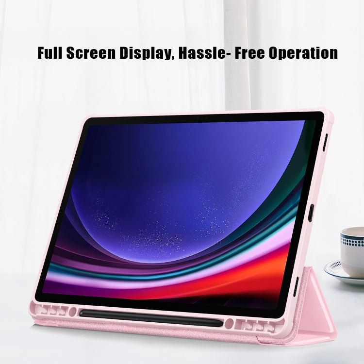 For Samsung Galaxy Tab S9+ Acrylic 3-folding Smart Leather Tablet Case(Pink) - Galaxy Tab S9+ Cases by PMC Jewellery | Online Shopping South Africa | PMC Jewellery | Buy Now Pay Later Mobicred