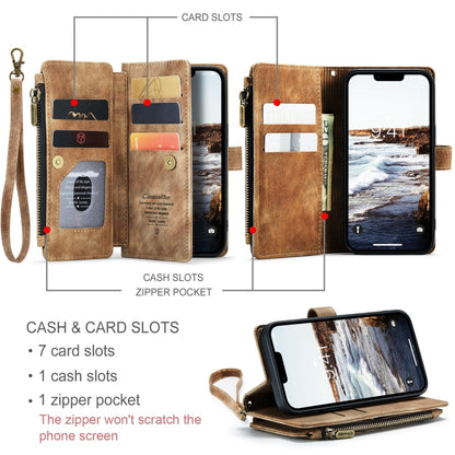 For iPhone 15 CaseMe C30 Multifunctional Leather Phone Case(Brown) - iPhone 15 Cases by CaseMe | Online Shopping South Africa | PMC Jewellery | Buy Now Pay Later Mobicred