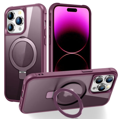 For iPhone 14 Pro MagSafe Magnetic Holder Phone Case(Wine Red) - iPhone 14 Pro Cases by PMC Jewellery | Online Shopping South Africa | PMC Jewellery