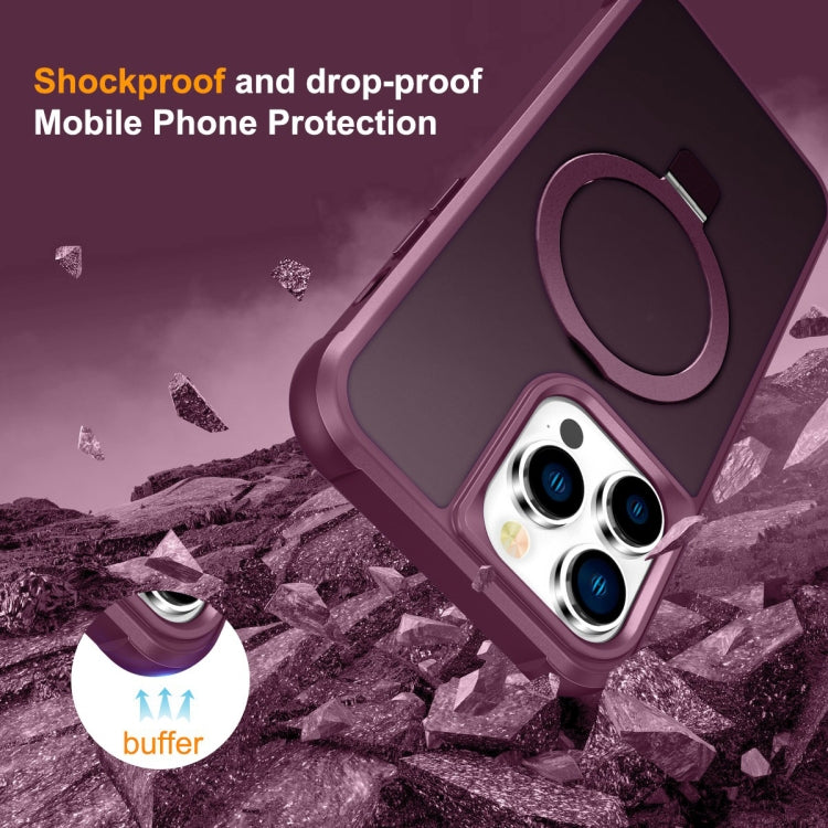 For iPhone 14 Pro MagSafe Magnetic Holder Phone Case(Wine Red) - iPhone 14 Pro Cases by PMC Jewellery | Online Shopping South Africa | PMC Jewellery