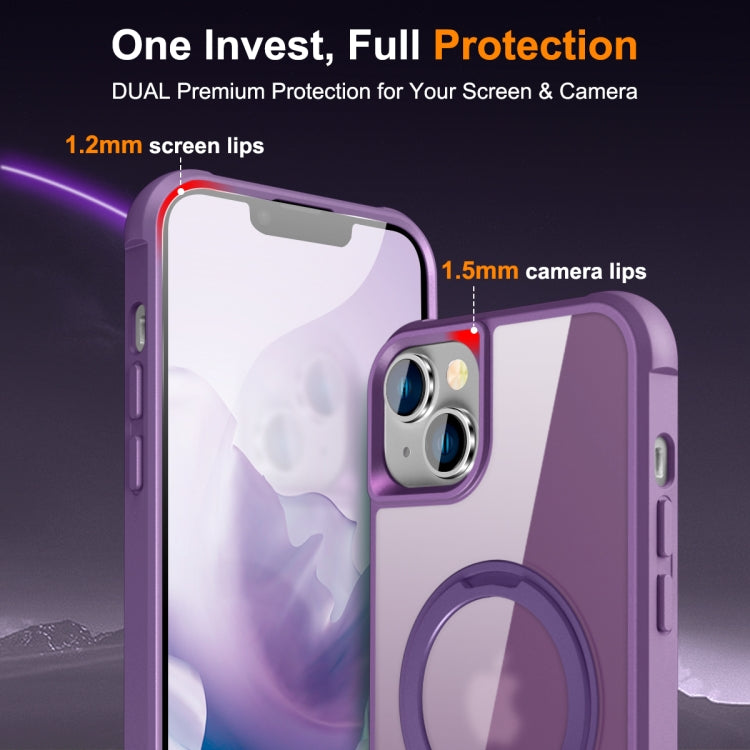 For iPhone 15 Plus MagSafe Magnetic Rotating Holder Phone Case(Purple) - iPhone 15 Plus Cases by PMC Jewellery | Online Shopping South Africa | PMC Jewellery