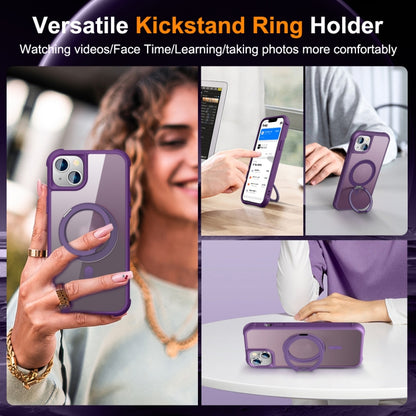 For iPhone 14 Plus MagSafe Magnetic Rotating Holder Phone Case(Purple) - iPhone 14 Plus Cases by PMC Jewellery | Online Shopping South Africa | PMC Jewellery