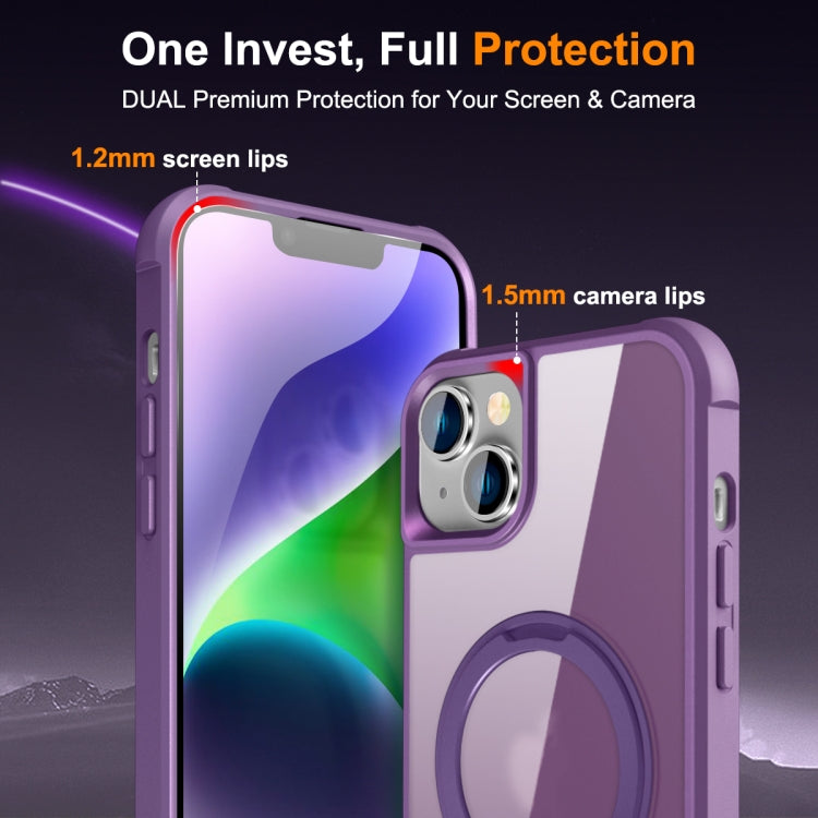 For iPhone 14 Plus MagSafe Magnetic Rotating Holder Phone Case(Purple) - iPhone 14 Plus Cases by PMC Jewellery | Online Shopping South Africa | PMC Jewellery