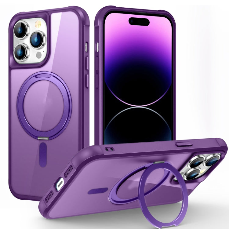 For iPhone 14 Pro Max MagSafe Magnetic Rotating Holder Phone Case(Purple) - iPhone 14 Pro Max Cases by PMC Jewellery | Online Shopping South Africa | PMC Jewellery