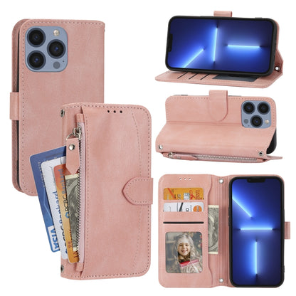 For iPhone 16 Pro Max Oil Skin Zipper Wallet Leather Phone Case(Pink) - iPhone 16 Pro Max Cases by PMC Jewellery | Online Shopping South Africa | PMC Jewellery | Buy Now Pay Later Mobicred