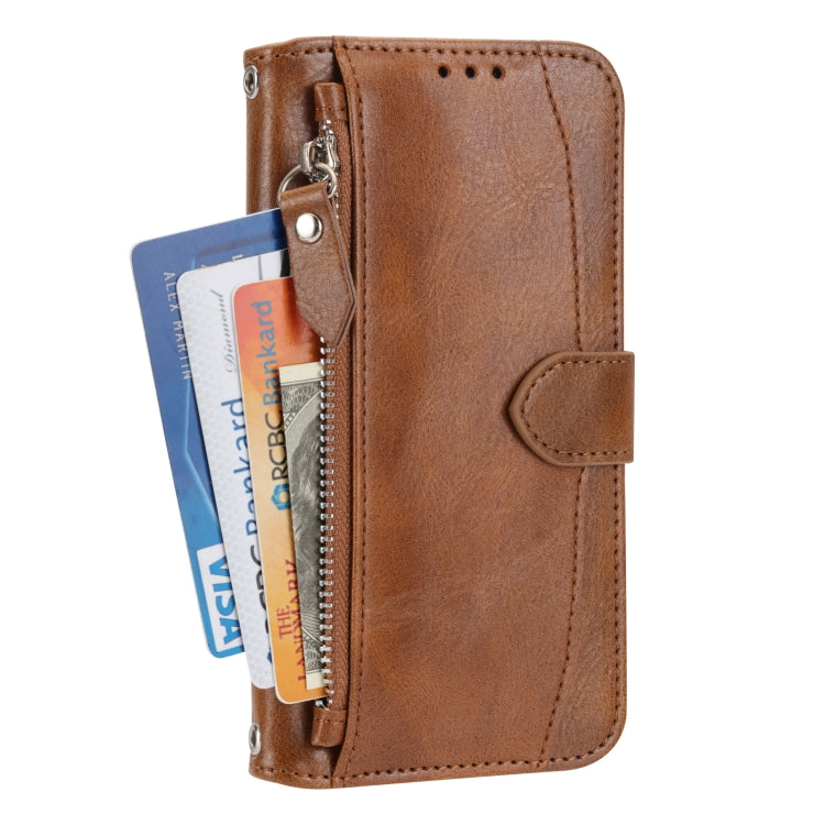 For iPhone SE 2024 Oil Skin Zipper Wallet Leather Phone Case(Brown) - More iPhone Cases by PMC Jewellery | Online Shopping South Africa | PMC Jewellery | Buy Now Pay Later Mobicred