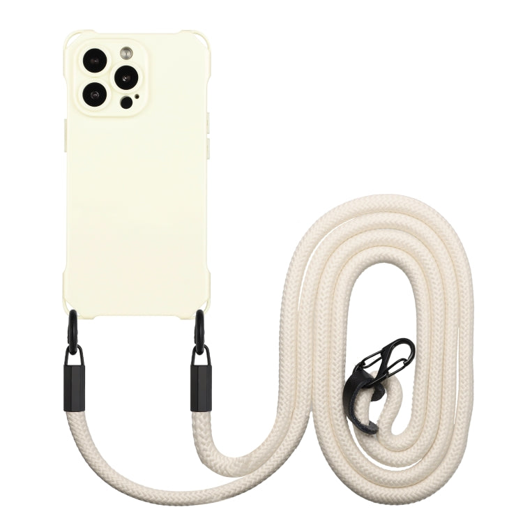 For iPhone 16 Pro Four-corner Shockproof TPU Phone Case with Lanyard(White) - iPhone 16 Pro Cases by PMC Jewellery | Online Shopping South Africa | PMC Jewellery | Buy Now Pay Later Mobicred