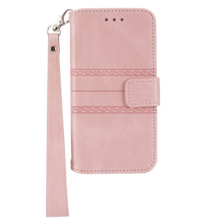 For iPhone SE 2024 Embossed Stripes Skin Feel Leather Phone Case(Pink) - More iPhone Cases by PMC Jewellery | Online Shopping South Africa | PMC Jewellery | Buy Now Pay Later Mobicred