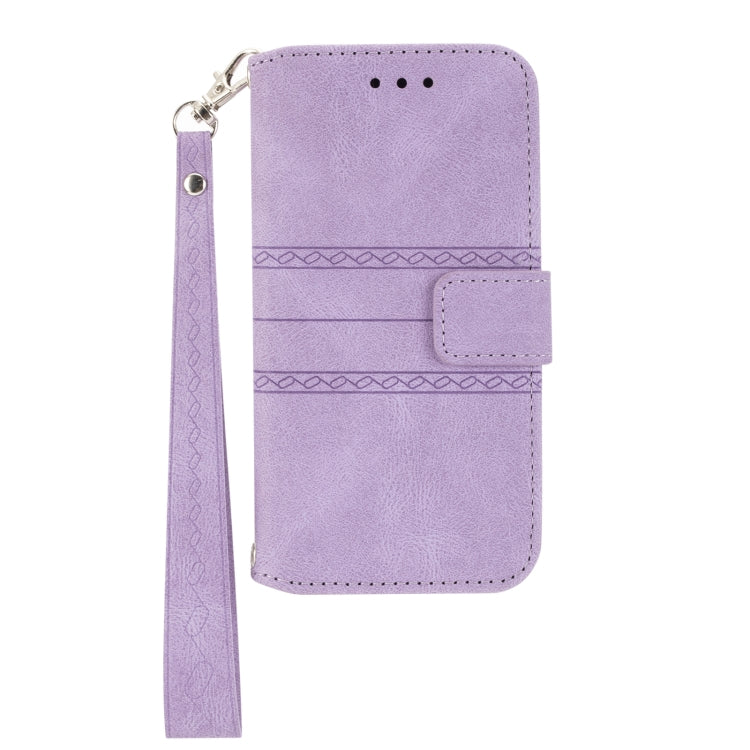 For iPhone SE 2024 Embossed Stripes Skin Feel Leather Phone Case(Light Purple) - More iPhone Cases by PMC Jewellery | Online Shopping South Africa | PMC Jewellery | Buy Now Pay Later Mobicred