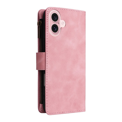 For iPhone 16 Plus Crossbody Multi-card Slot Wallet Zipper Leather Phone Case(Pink) - iPhone 16 Plus Cases by PMC Jewellery | Online Shopping South Africa | PMC Jewellery | Buy Now Pay Later Mobicred