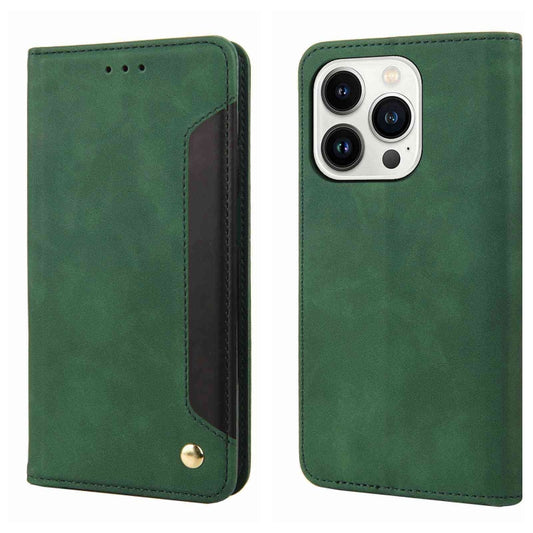 For iPhone 16 Pro Skin Feel Splicing Leather Phone Case(Green) - iPhone 16 Pro Cases by PMC Jewellery | Online Shopping South Africa | PMC Jewellery | Buy Now Pay Later Mobicred