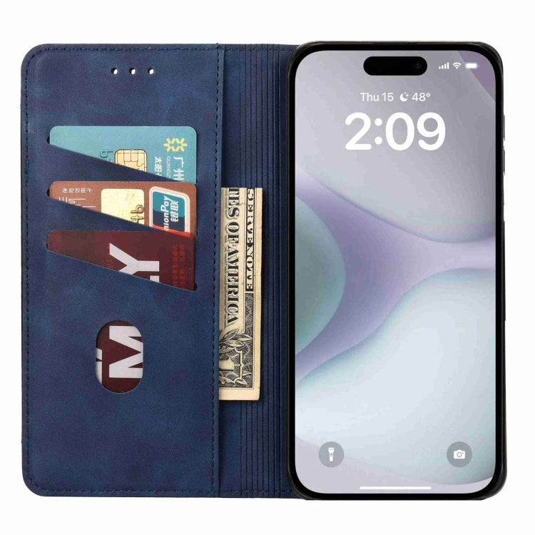 For iPhone 16 Plus Skin Feel Splicing Leather Phone Case(Blue) - iPhone 16 Plus Cases by PMC Jewellery | Online Shopping South Africa | PMC Jewellery | Buy Now Pay Later Mobicred