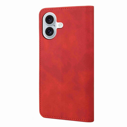 For iPhone 16 Skin Feel Splicing Leather Phone Case(Red) - iPhone 16 Cases by PMC Jewellery | Online Shopping South Africa | PMC Jewellery | Buy Now Pay Later Mobicred