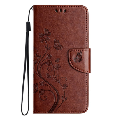 For iPhone 16 Butterfly Flower Pattern Flip Leather Phone Case(Brown) - iPhone 16 Cases by PMC Jewellery | Online Shopping South Africa | PMC Jewellery | Buy Now Pay Later Mobicred