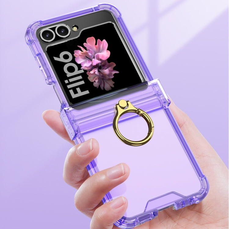 For Samsung Galaxy Z Flip6 Gkk Airbag Hinge Silicone Phone Case with Ring Holder(Transparent Purple) - Galaxy Z Flip6 5G Cases by GKK | Online Shopping South Africa | PMC Jewellery | Buy Now Pay Later Mobicred