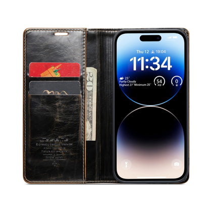 For iPhone 15 Pro Max CaseMe 003 Crazy Horse Texture Leather Phone Case(Coffee) - iPhone 15 Pro Max Cases by CaseMe | Online Shopping South Africa | PMC Jewellery | Buy Now Pay Later Mobicred