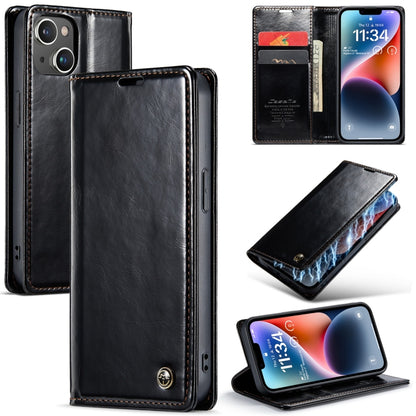 For iPhone 15 CaseMe 003 Crazy Horse Texture Leather Phone Case(Black) - iPhone 15 Cases by CaseMe | Online Shopping South Africa | PMC Jewellery | Buy Now Pay Later Mobicred