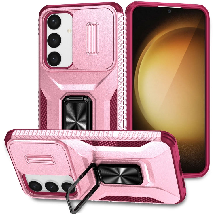 For Samsung Galaxy S24 5G / S25 5G Sliding Camshield Holder Phone Case(Pink + Rose Red) - Galaxy S24 5G Cases by PMC Jewellery | Online Shopping South Africa | PMC Jewellery | Buy Now Pay Later Mobicred