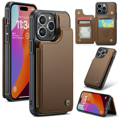 For iPhone 15 Pro Max CaseMe C22 Card Slots Holder RFID Anti-theft Phone Case(Brown) - iPhone 15 Pro Max Cases by CaseMe | Online Shopping South Africa | PMC Jewellery | Buy Now Pay Later Mobicred