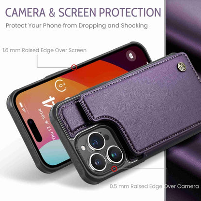 For iPhone 15 Pro CaseMe C22 Card Slots Holder RFID Anti-theft Phone Case(Purple) - iPhone 15 Pro Cases by CaseMe | Online Shopping South Africa | PMC Jewellery | Buy Now Pay Later Mobicred