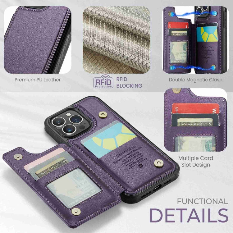 For iPhone 15 Pro CaseMe C22 Card Slots Holder RFID Anti-theft Phone Case(Purple) - iPhone 15 Pro Cases by CaseMe | Online Shopping South Africa | PMC Jewellery | Buy Now Pay Later Mobicred