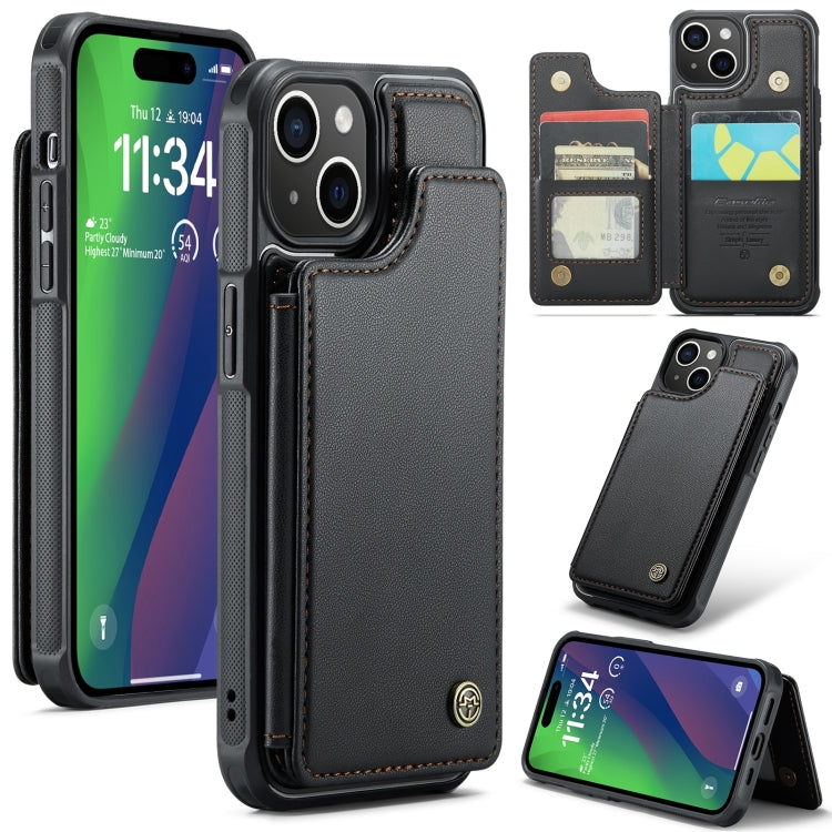 For iPhone 15 Plus CaseMe C22 Card Slots Holder RFID Anti-theft Phone Case(Black) - iPhone 15 Plus Cases by CaseMe | Online Shopping South Africa | PMC Jewellery | Buy Now Pay Later Mobicred