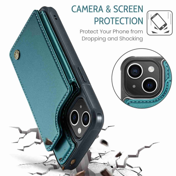 For iPhone 15 CaseMe C22 Card Slots Holder RFID Anti-theft Phone Case(Blue Green) - iPhone 15 Pro Cases by CaseMe | Online Shopping South Africa | PMC Jewellery | Buy Now Pay Later Mobicred