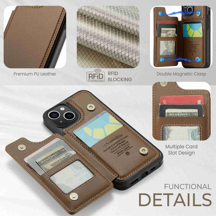 For iPhone 15 CaseMe C22 Card Slots Holder RFID Anti-theft Phone Case(Brown) - iPhone 15 Pro Cases by CaseMe | Online Shopping South Africa | PMC Jewellery | Buy Now Pay Later Mobicred