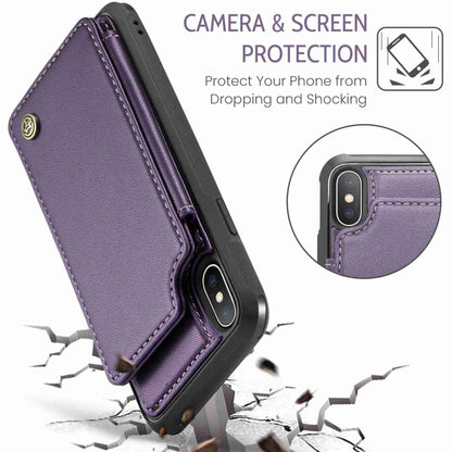 For iPhone XS Max CaseMe C22 Card Slots Holder RFID Anti-theft Phone Case(Purple) - More iPhone Cases by CaseMe | Online Shopping South Africa | PMC Jewellery | Buy Now Pay Later Mobicred