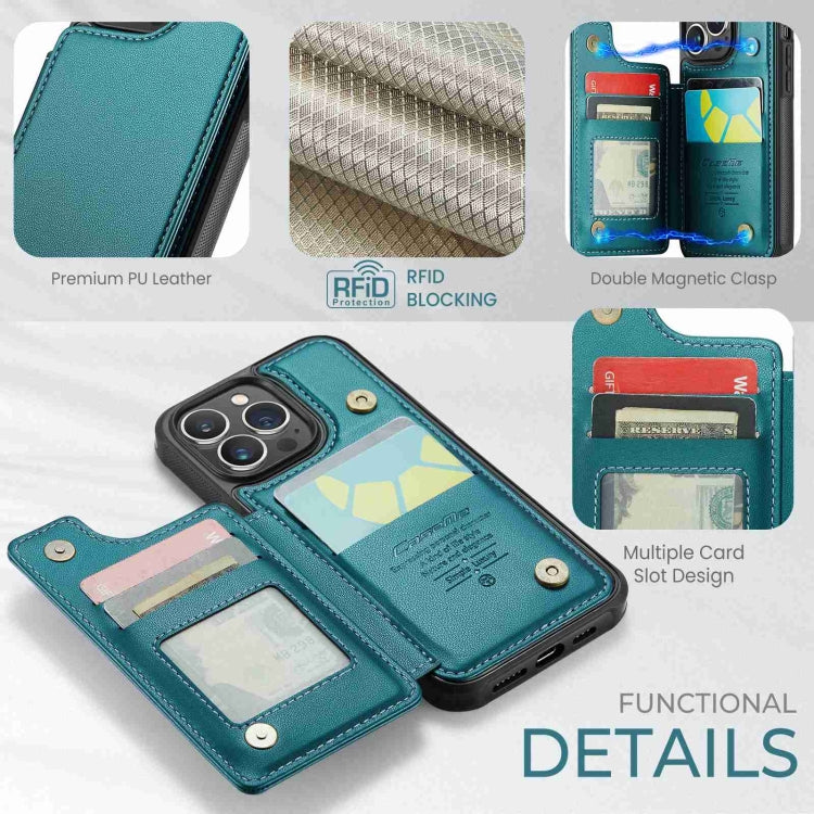 For iPhone 13 Pro CaseMe C22 Card Slots Holder RFID Anti-theft Phone Case(Blue Green) - iPhone 13 Pro Cases by CaseMe | Online Shopping South Africa | PMC Jewellery | Buy Now Pay Later Mobicred