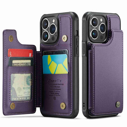 For iPhone 14 Pro CaseMe C22 Card Slots Holder RFID Anti-theft Phone Case(Purple) - iPhone 14 Pro Cases by CaseMe | Online Shopping South Africa | PMC Jewellery | Buy Now Pay Later Mobicred