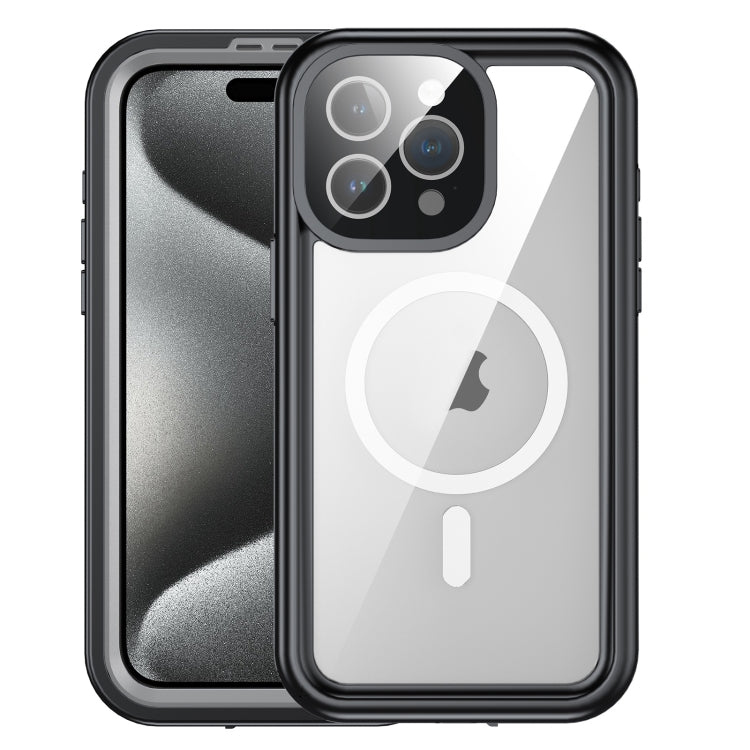 For iPhone 15 Pro Max IP68 Waterproof MagSafe Magnetic Phone Case(Black) - iPhone 15 Pro Max Cases by PMC Jewellery | Online Shopping South Africa | PMC Jewellery