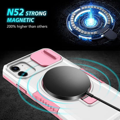 For iPhone 12 Sliding Camshield Magsafe Holder TPU Hybrid PC Phone Case(Pink White) - iPhone 12 / 12 Pro Cases by PMC Jewellery | Online Shopping South Africa | PMC Jewellery