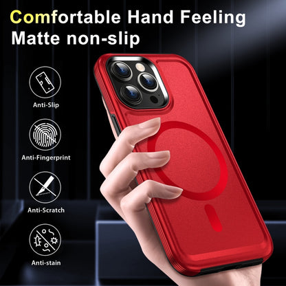 For iPhone 14 Plus Shield Armor MagSafe TPU Hybrid PC Phone Case(Red) - iPhone 14 Plus Cases by PMC Jewellery | Online Shopping South Africa | PMC Jewellery