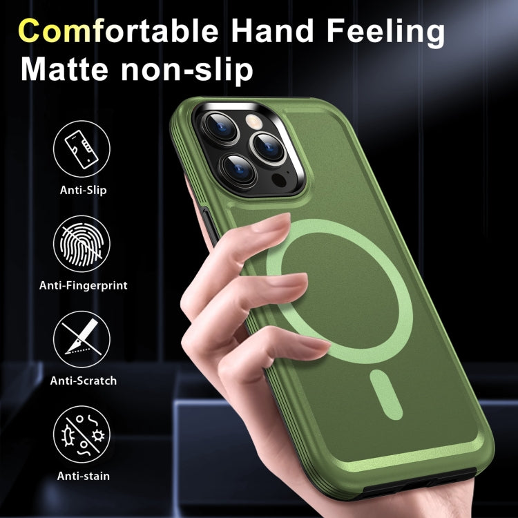 For iPhone 14 Pro Shield Armor MagSafe TPU Hybrid PC Phone Case(Grass Green) - iPhone 14 Pro Cases by PMC Jewellery | Online Shopping South Africa | PMC Jewellery