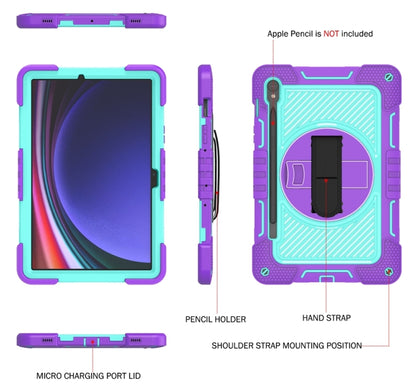 For Samsung Galaxy Tab S9 360 Degree Rotation PC Contrast Silicone Tablet Case(Purple + Mint Green) - Galaxy Tab S9 Cases by PMC Jewellery | Online Shopping South Africa | PMC Jewellery | Buy Now Pay Later Mobicred