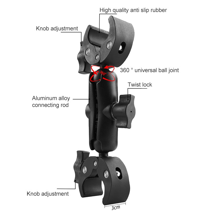 Motorcycle Dual-heads Crabs Clamps Handlebar Fixed Mount, Length:22cm - Mount & Holder by PMC Jewellery | Online Shopping South Africa | PMC Jewellery | Buy Now Pay Later Mobicred