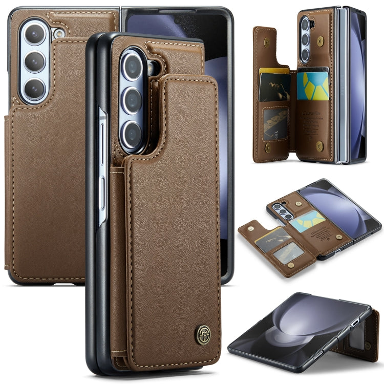 For Samsung Galaxy Z Fold5 CaseMe C22 PC+TPU Business Style RFID Anti-theft Leather Phone Case(Brown) - Galaxy Z Fold5 Cases by CaseMe | Online Shopping South Africa | PMC Jewellery | Buy Now Pay Later Mobicred