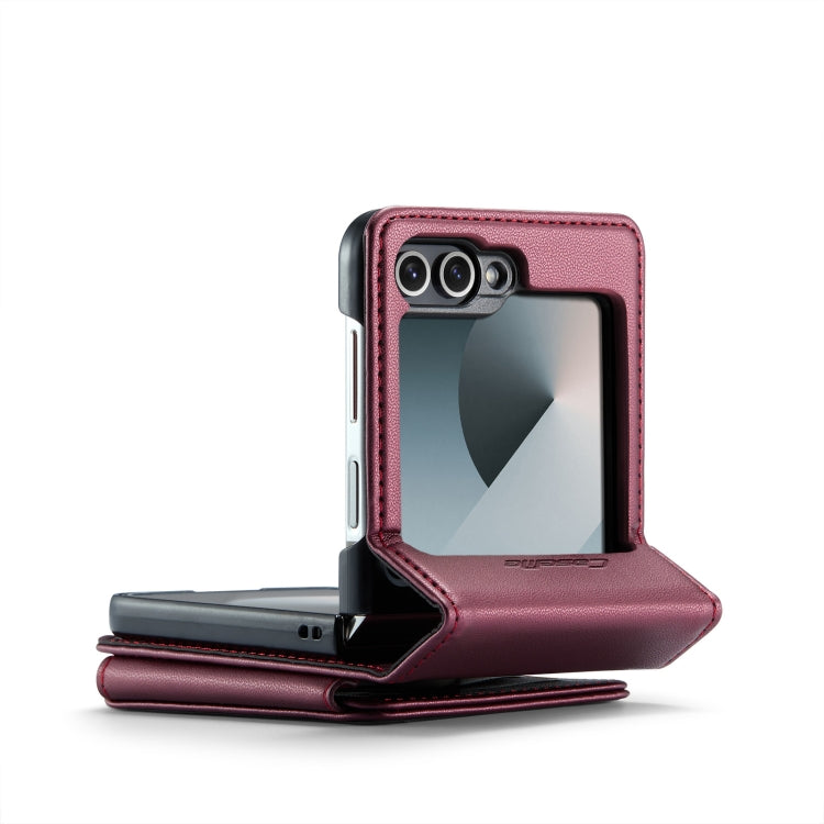 For Samsung Galaxy Z Flip6 5G CaseMe C22 PC+TPU Business Style RFID Anti-theft Leather Phone Case(Wine Red) - Galaxy Z Flip6 5G Cases by CaseMe | Online Shopping South Africa | PMC Jewellery | Buy Now Pay Later Mobicred