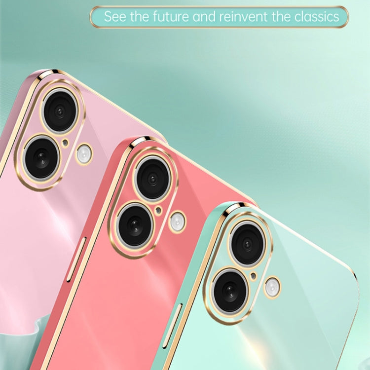 For iPhone 16 Plus XINLI Straight Edge 6D Electroplate TPU Phone Case(Pink) - iPhone 16 Plus Cases by XINLI | Online Shopping South Africa | PMC Jewellery | Buy Now Pay Later Mobicred