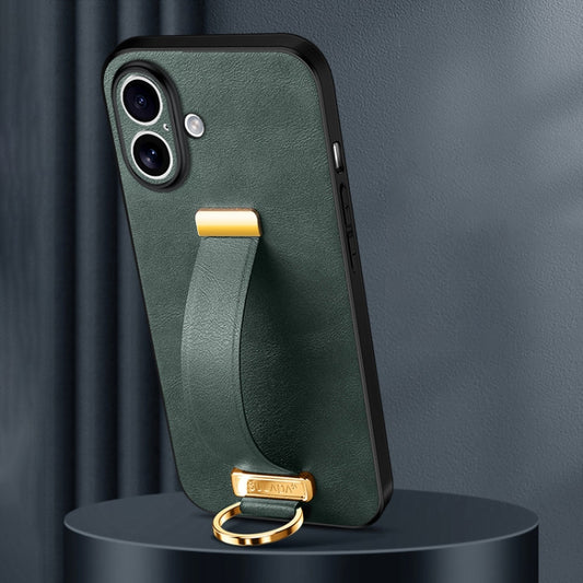 For iPhone 16 SULADA Tide Cool Series PC + Leather Texture Skin Feel Phone Case(Green) - iPhone 16 Cases by SULADA | Online Shopping South Africa | PMC Jewellery | Buy Now Pay Later Mobicred