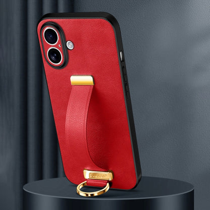 For iPhone 16 SULADA Tide Cool Series PC + Leather Texture Skin Feel Phone Case(Red) - iPhone 16 Cases by SULADA | Online Shopping South Africa | PMC Jewellery | Buy Now Pay Later Mobicred