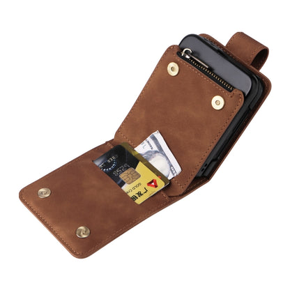 For Samsung Galaxy Z Flip5 5G Crossbody Multi-card Slot Wallet Zipper Leather Phone Case(Brown) - Galaxy Z Flip5 Cases by PMC Jewellery | Online Shopping South Africa | PMC Jewellery