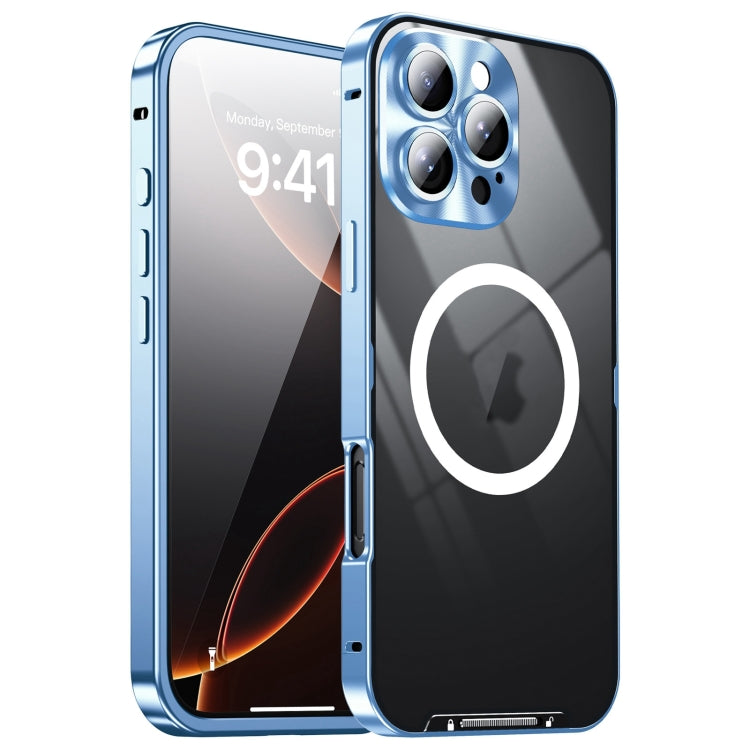 For iPhone 16 Pro Max Frosted MagSafe Magnetic Metal Phone Case(Blue) - iPhone 16 Pro Max Cases by PMC Jewellery | Online Shopping South Africa | PMC Jewellery | Buy Now Pay Later Mobicred