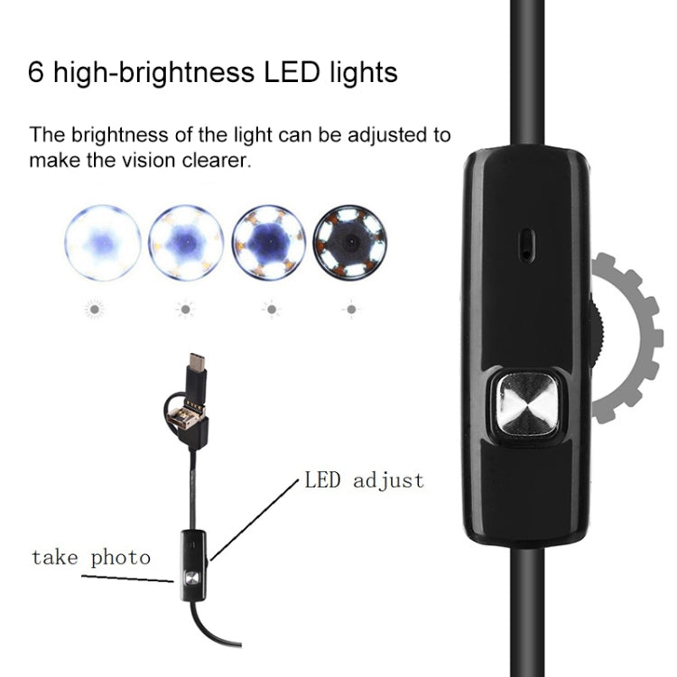 AN100 3 in 1 IP67 Waterproof USB-C / Type-C + Micro USB + USB HD Endoscope Snake Tube Inspection Camera for Parts of OTG Function Android Mobile Phone, with 6 LEDs, Lens Diameter:5.5mm(Length: 2m) -  by PMC Jewellery | Online Shopping South Africa | PMC Jewellery | Buy Now Pay Later Mobicred